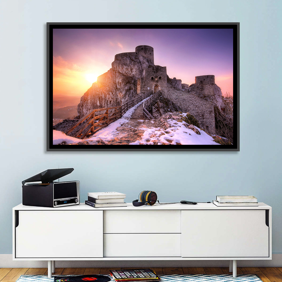 Ogrodzieniec Castle Ruins Wall Art in a room, landscape