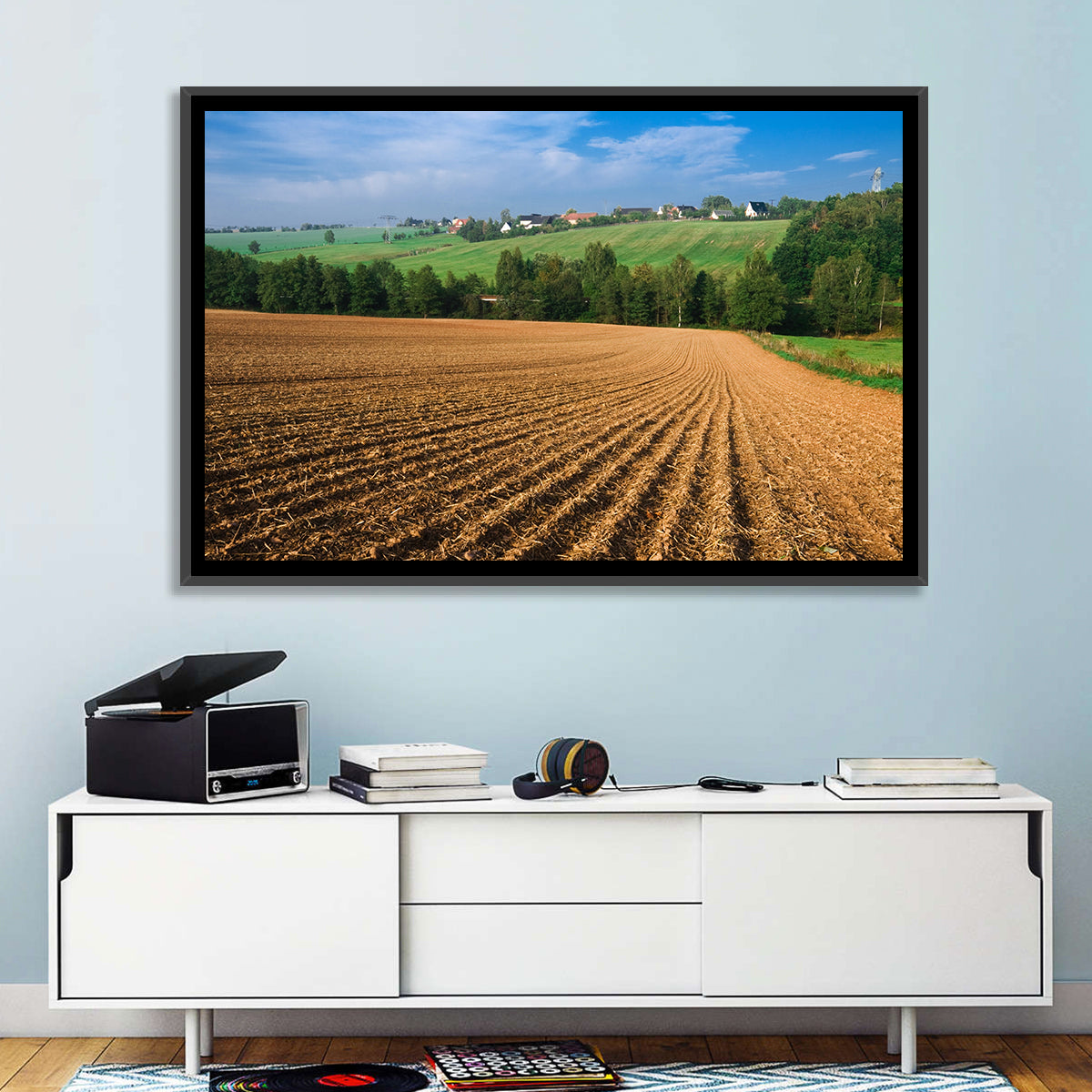 Kansas Wheat Fields Wall Art in a room, landscape