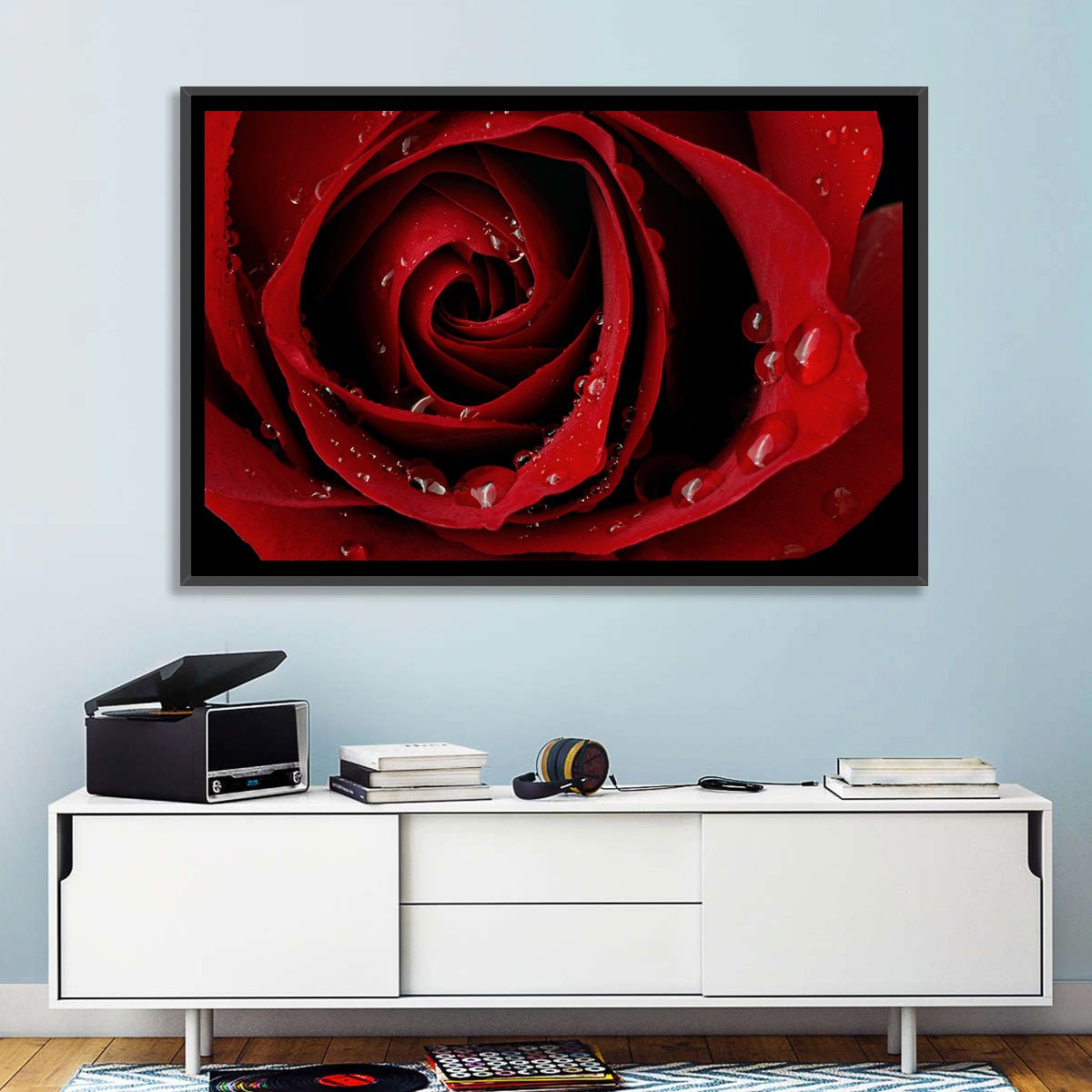 Red Rose with Dew Drops Wall Art