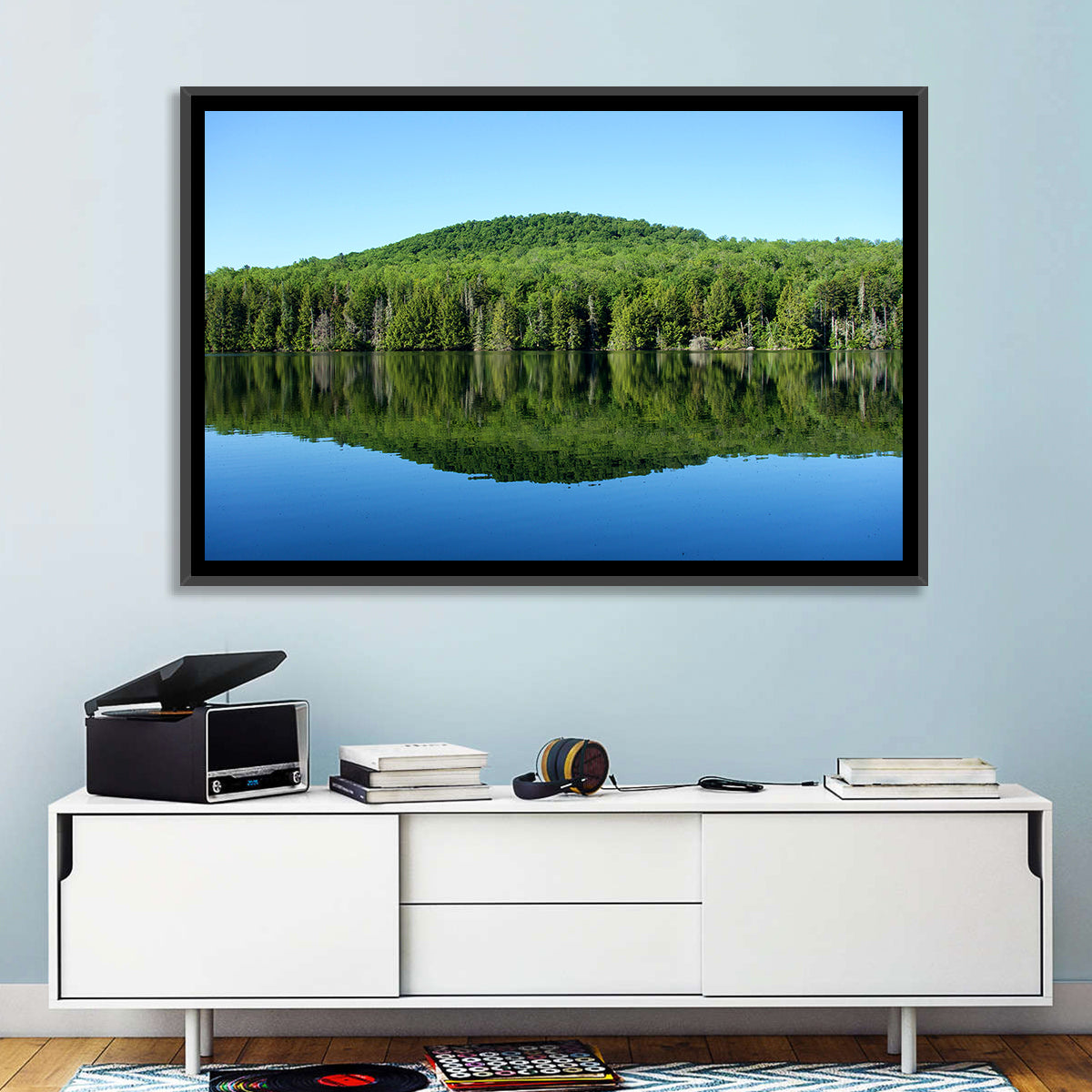 Vermont Mountain Lake Wall Art in a room, landscape
