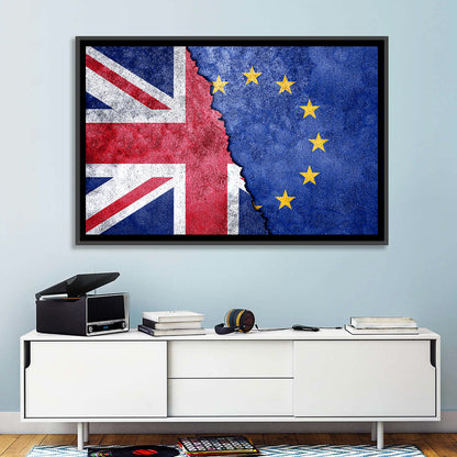 Divided Union Jack and Eu Flag Wall Art