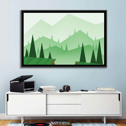 Misty Green Hills Illustration Wall Art