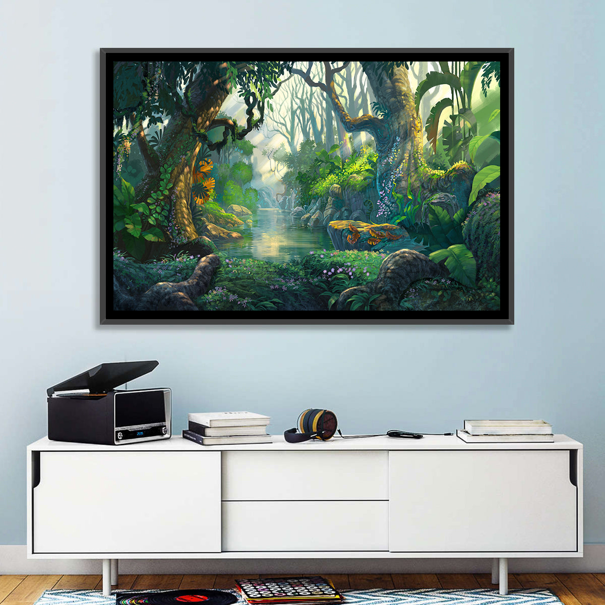 Sunlit Jungle River Wall Art