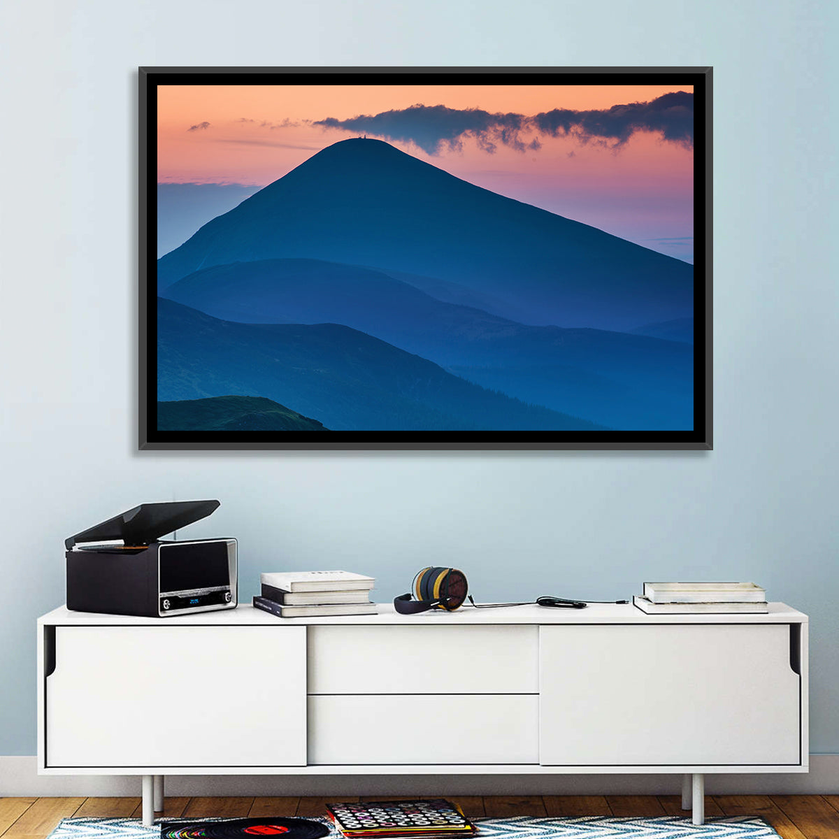 Twilight Mountain Range Wall Art in a room, landscape