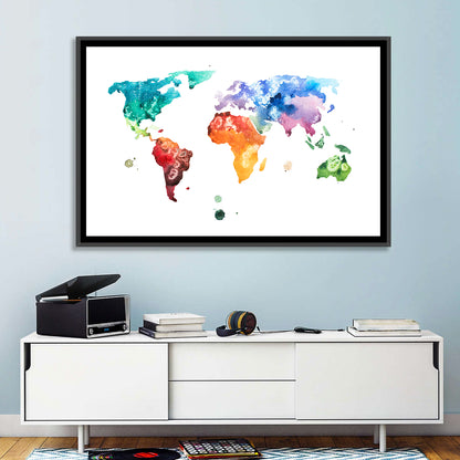 Watercolor World Map Wall Art