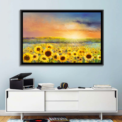 Sunburst Over Sunflower Field Wall Art