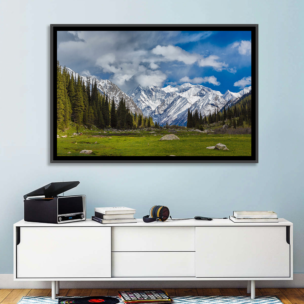 Ala Archa Meadow and Peaks Wall Art in a room, landscape