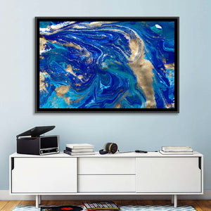 Golden Blue Abstract Wall Art