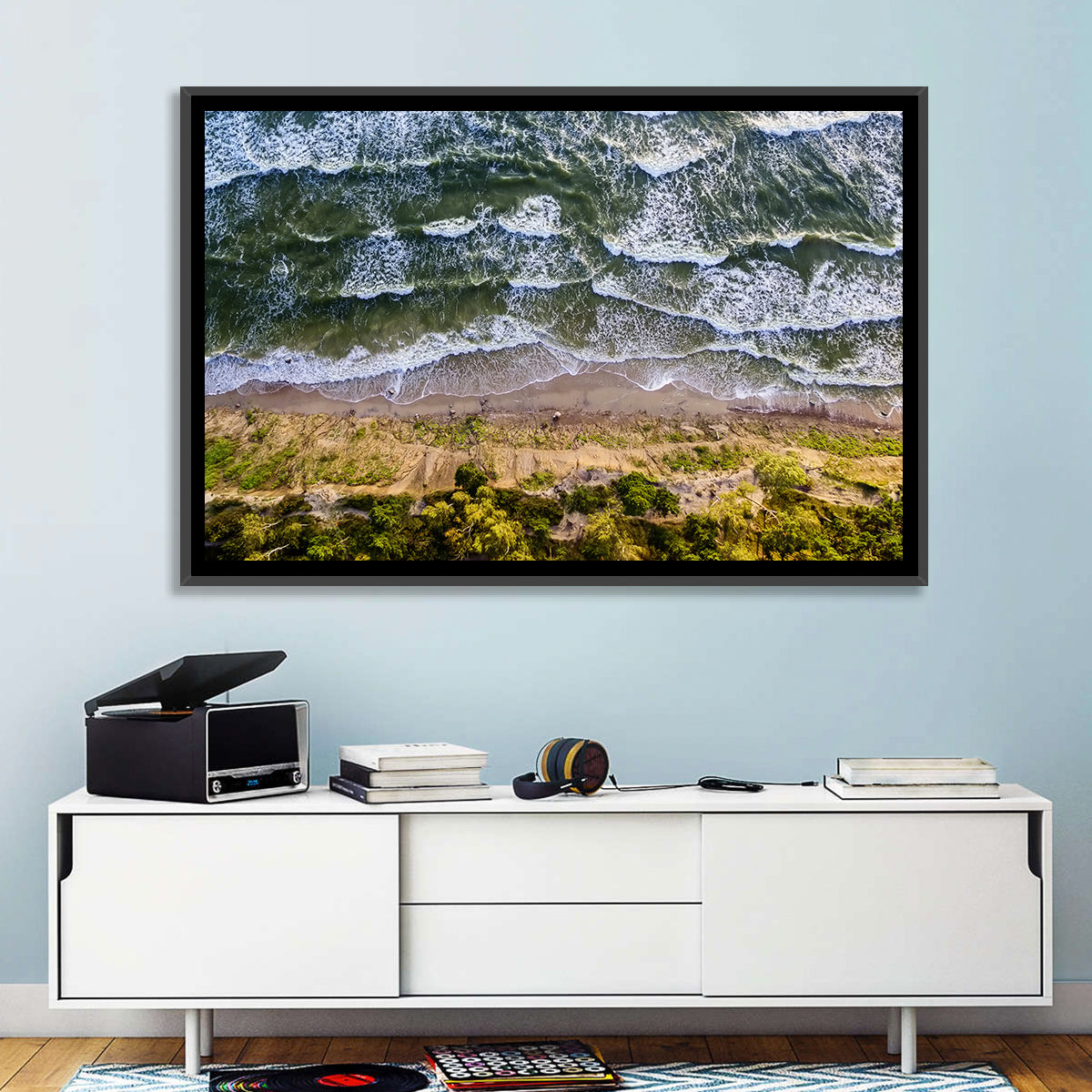 Aerial Waves Over Sandy Cliff Wall Art