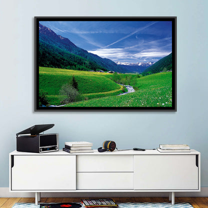 Snow-capped Peaks and Floral Meadow Wall Art