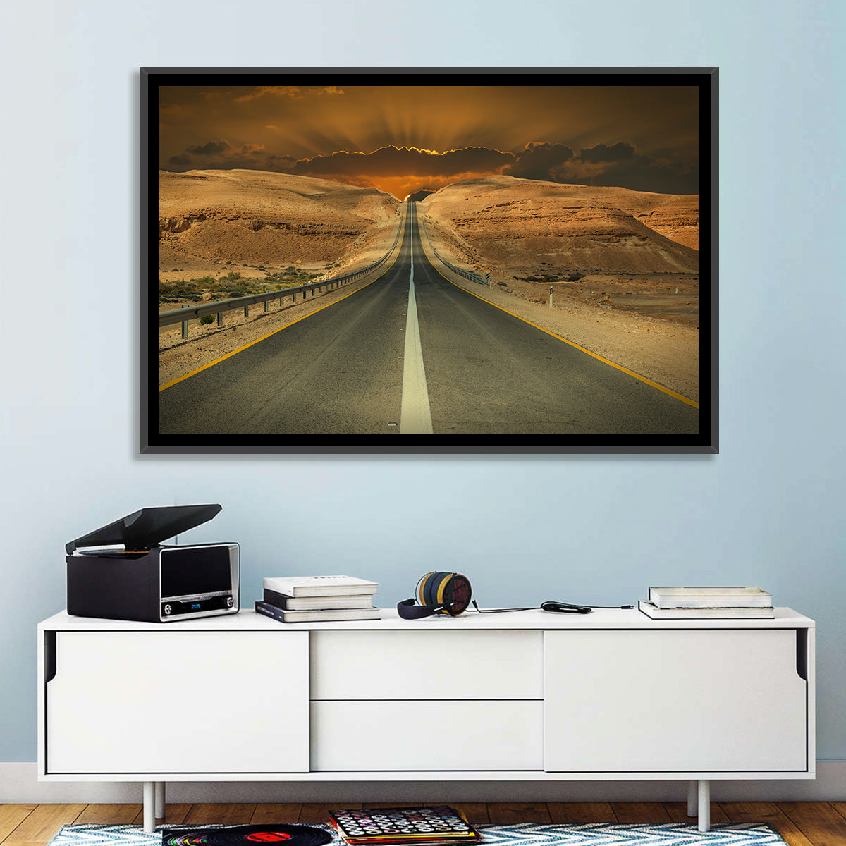 Negev Road at Sunset Wall Art in a room, landscape
