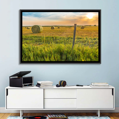 Hay Bales at Sunset Wall Art