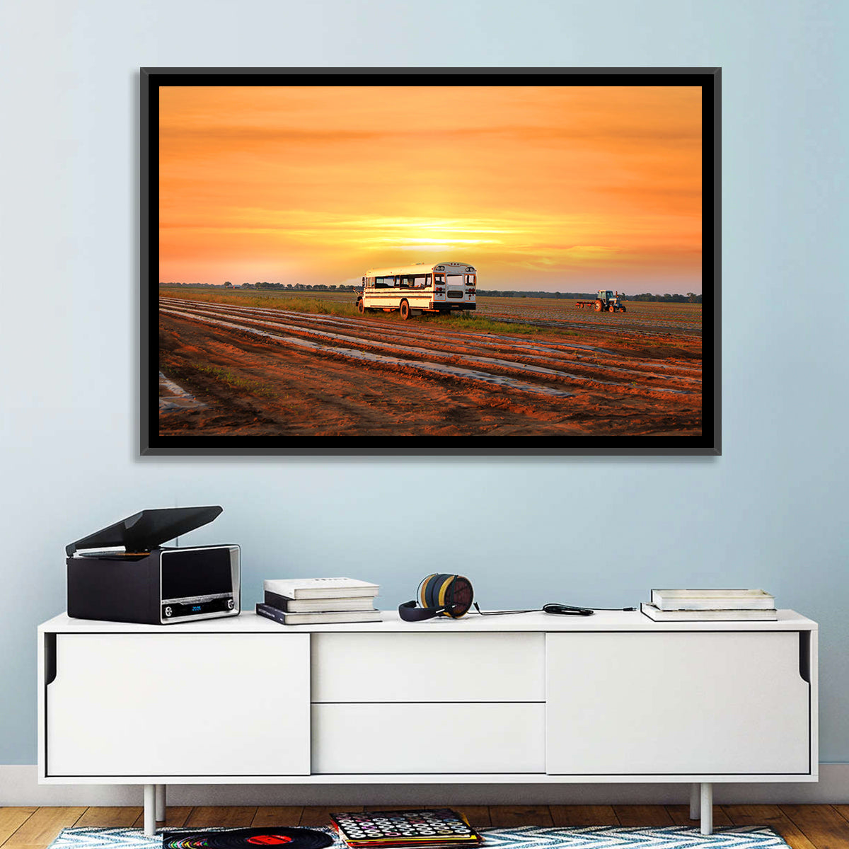 Indiana Farm Field at Golden Hour Wall Art in a room, landscape