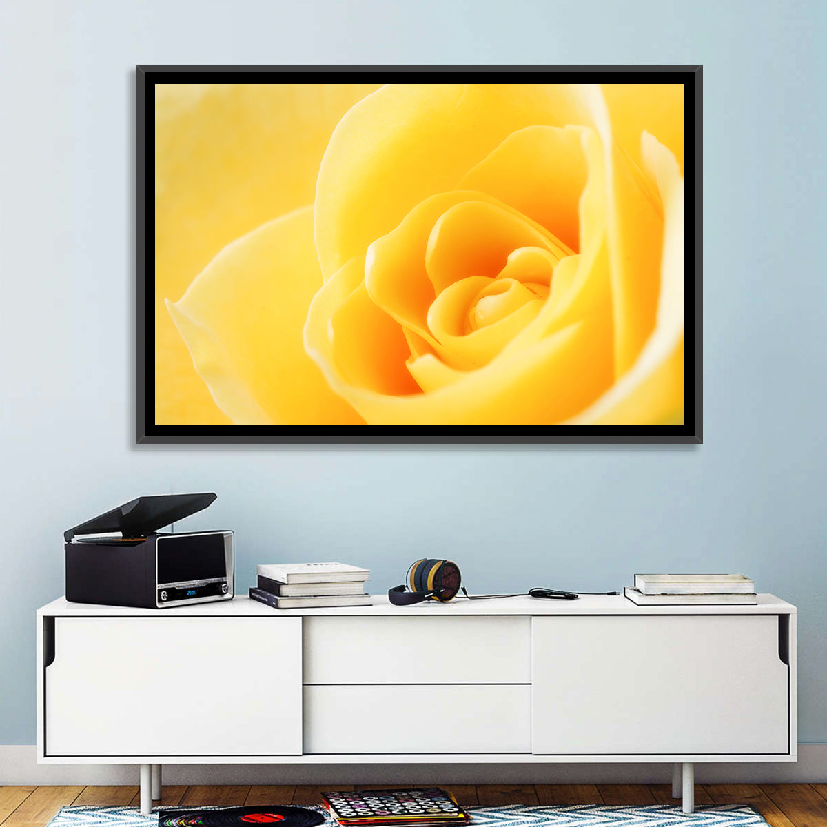 Soft-lit Yellow Rose Close-up Wall Art