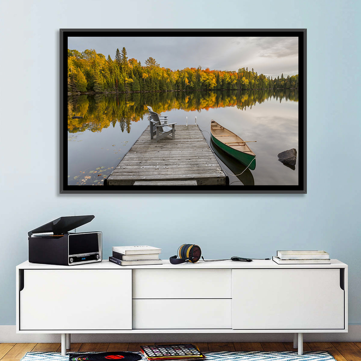 Ontario Autumn Lake Dock Wall Art