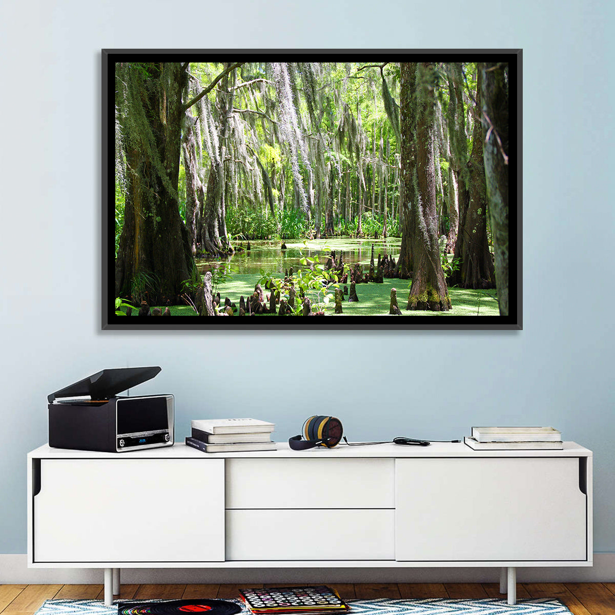 Louisiana Cypress Swamp Wall Art in a room, landscape