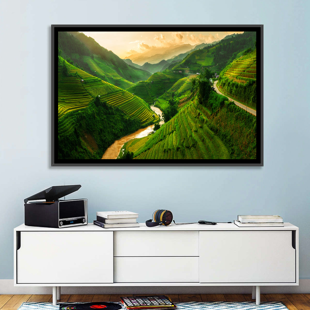 Mu Cang Chai Rice Terraces Wall Art in a room, landscape