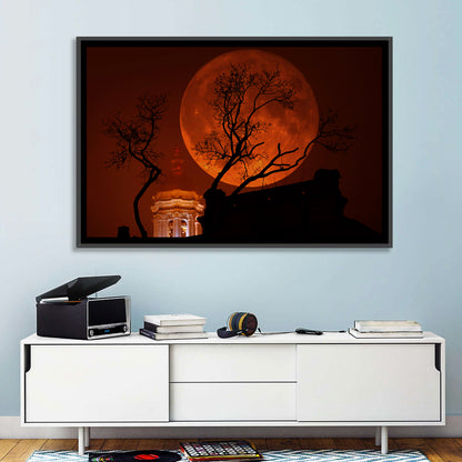 Haunted Supermoon Over Church Spire Wall Art