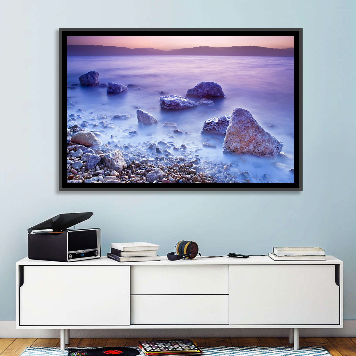 Dead Sea Salt Rocks at Dawn Wall Art in a room, landscape