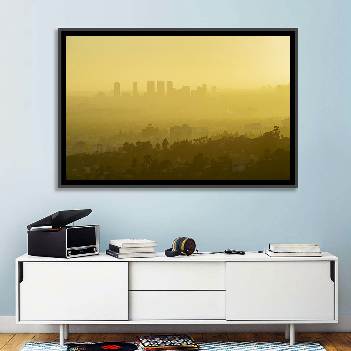 Westwood Los Angeles in Golden Haze Wall Art in a room, landscape