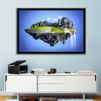 Surreal Floating Island with Waterfalls Wall Art