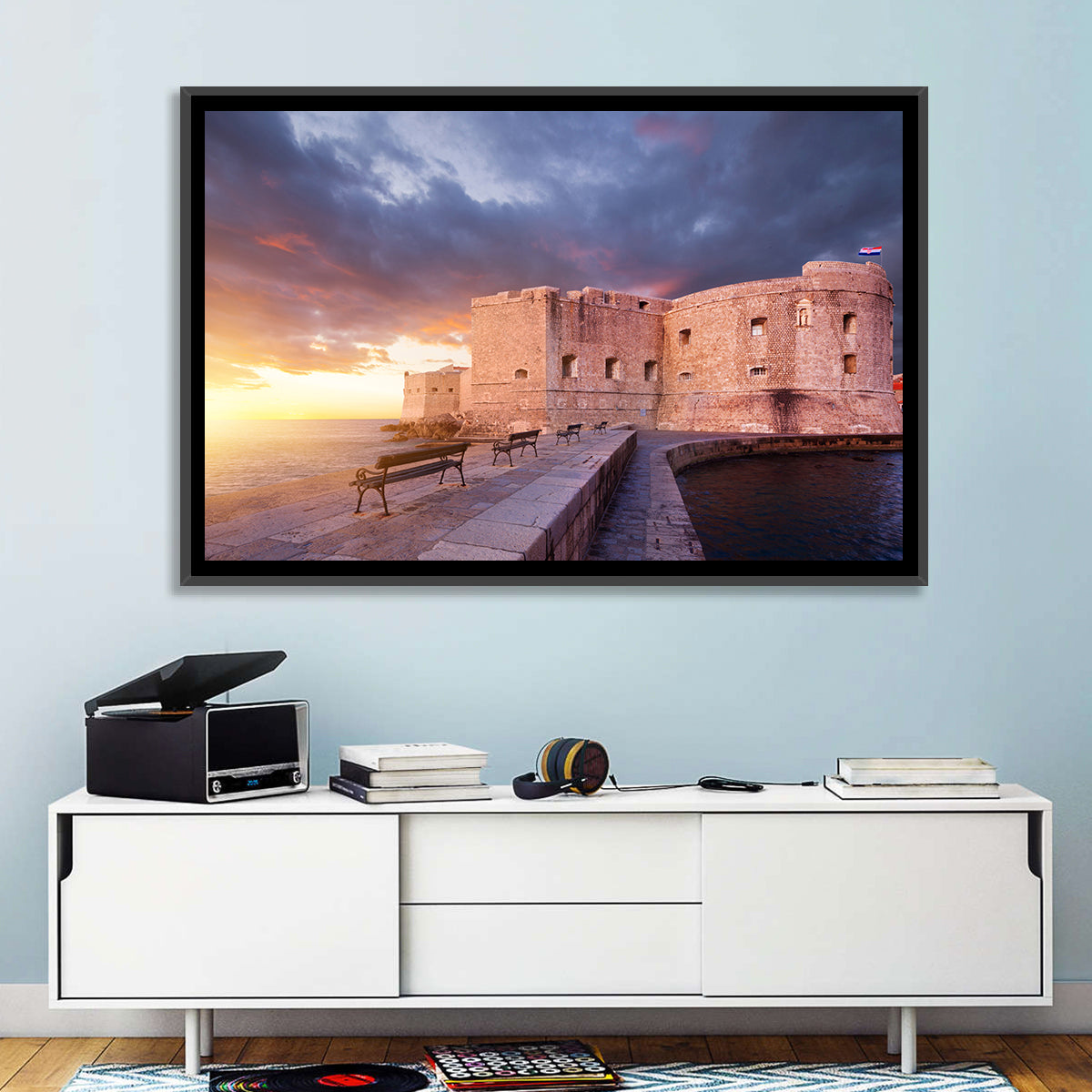 Fort Bokar at Sunset, Dubrovnik Wall Art in a room, landscape