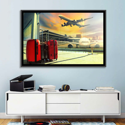 Suitcases at the Airport Window Wall Art