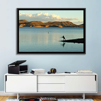 Lake Pleasant Fisherman Silhouette Wall Art