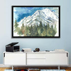 Snowy Mountain Watercolor Wall Art