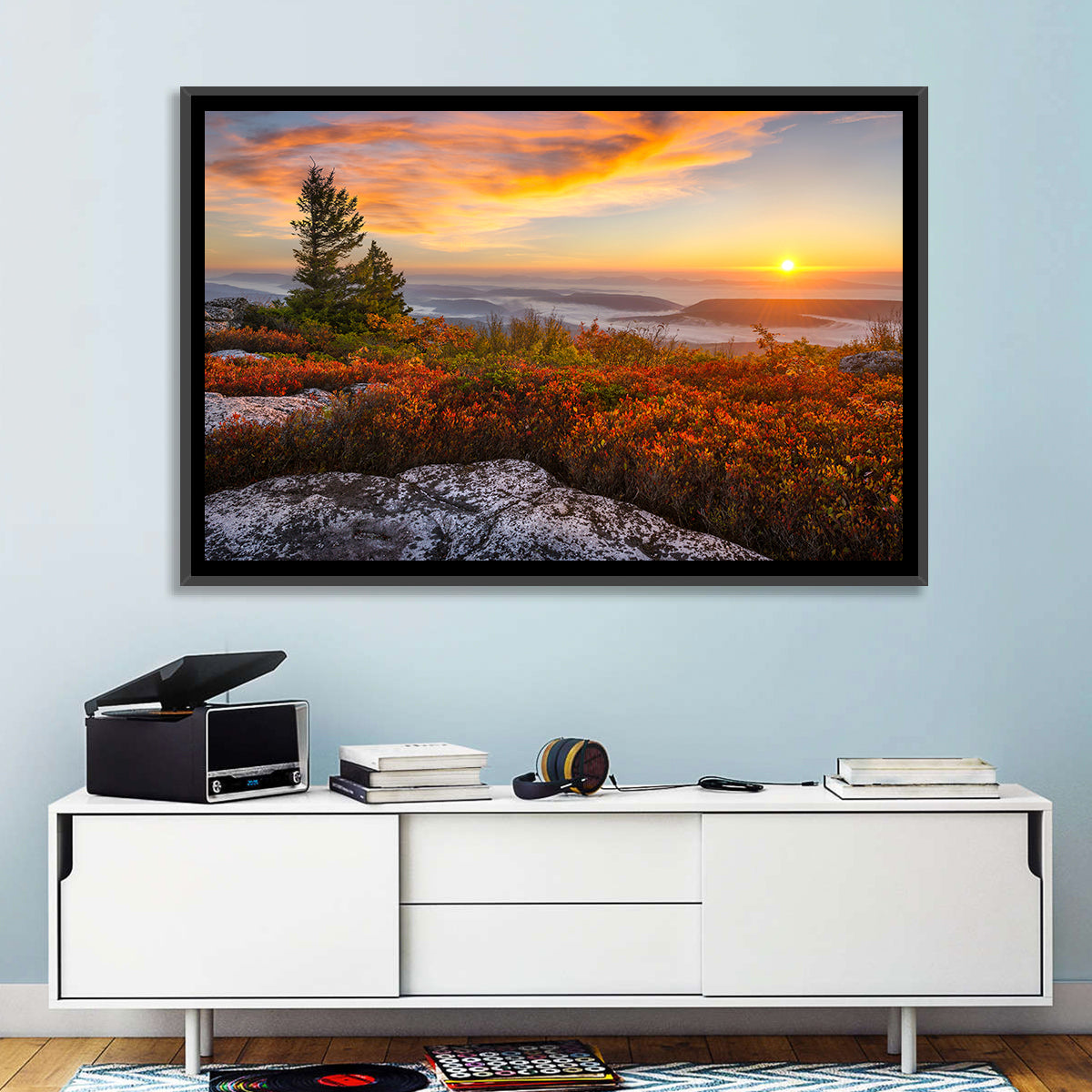 Sunrise Over Dolly Sods Wall Art in a room, landscape