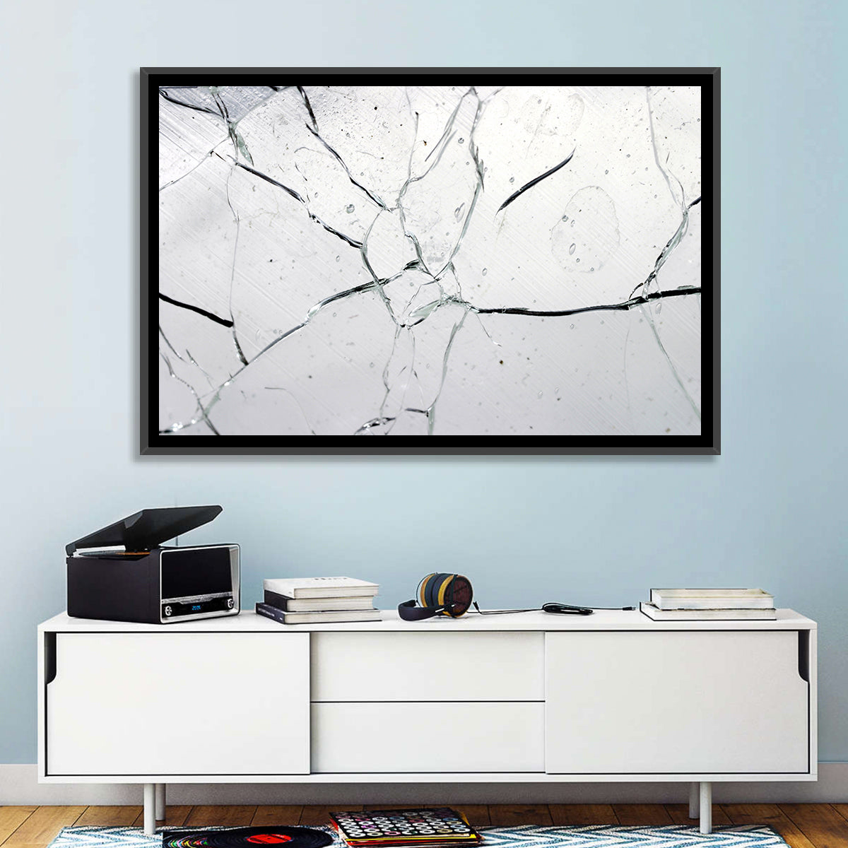 Fractured Glass Macro Study Wall Art in a room, landscape