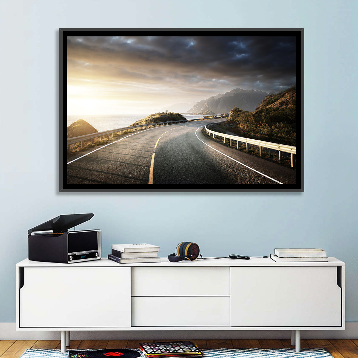 Golden Sunrise Coastal Road Wall Art
