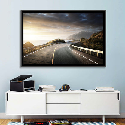Golden Sunrise Coastal Road Wall Art