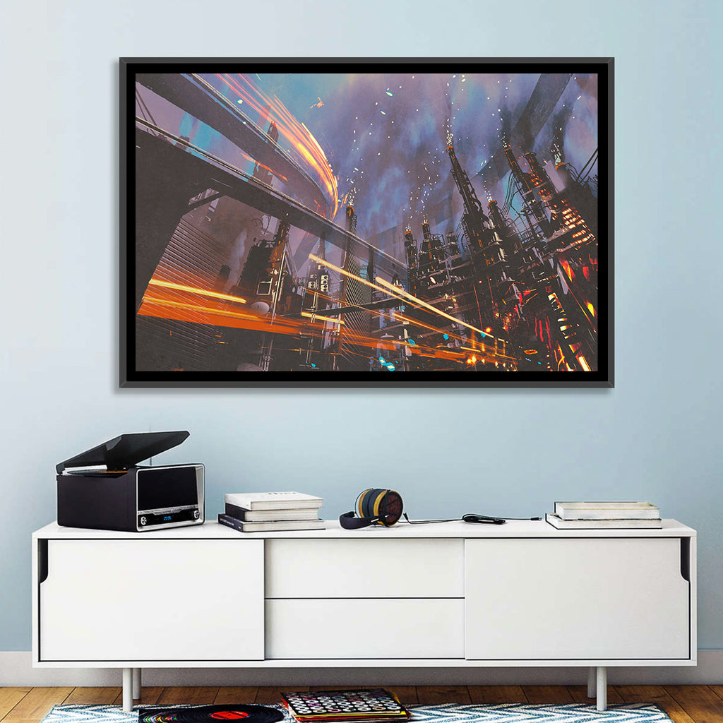Futuristic Industrial Cityscape Wall Art