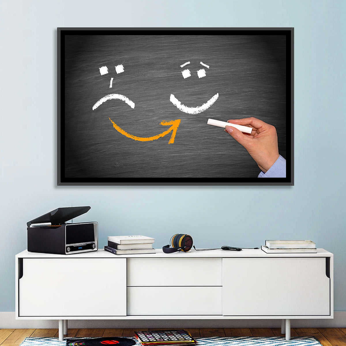 Chalkboard Mood Shift Smiley Arrow Wall Art