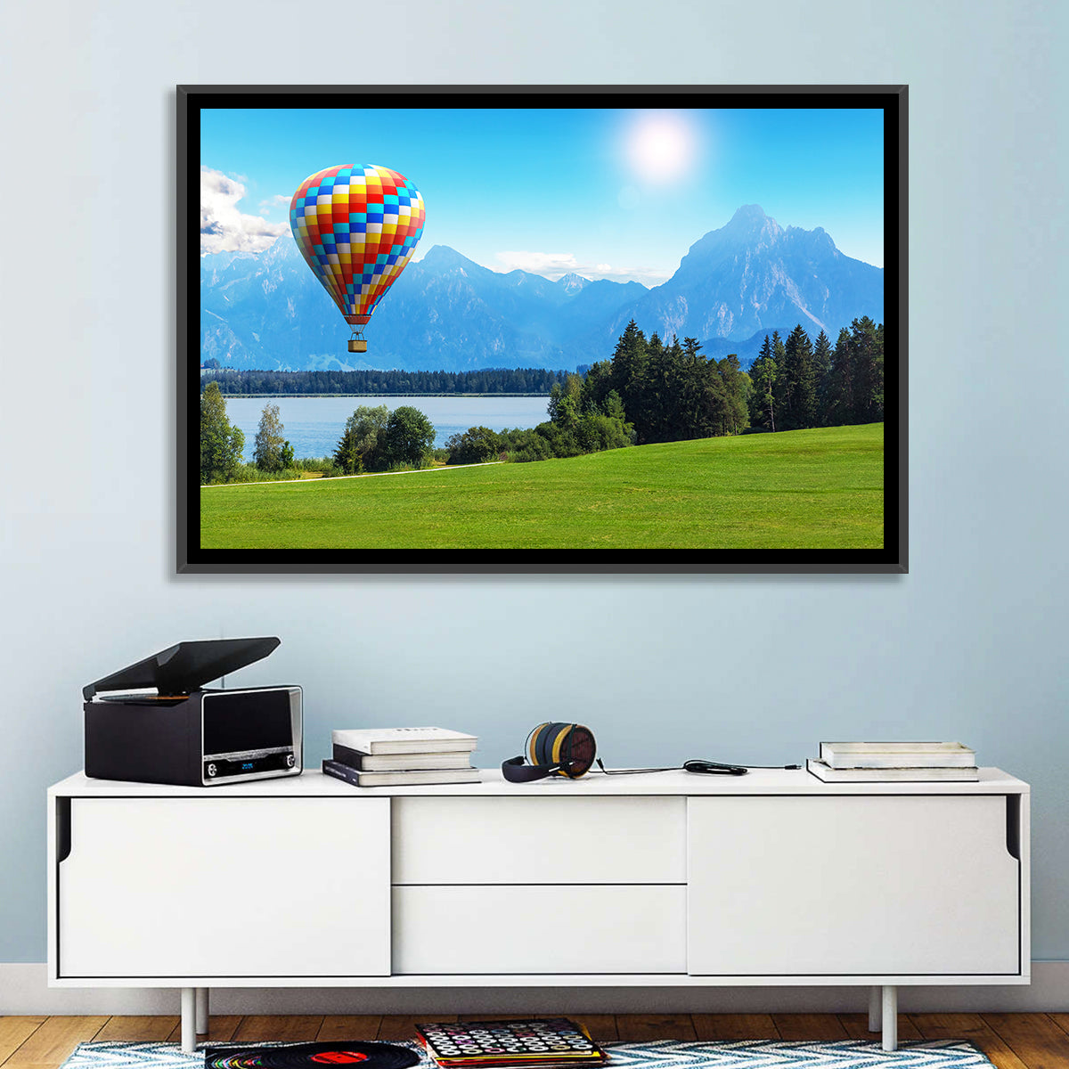 Bavarian Lake with Hot Air Balloon Wall Art