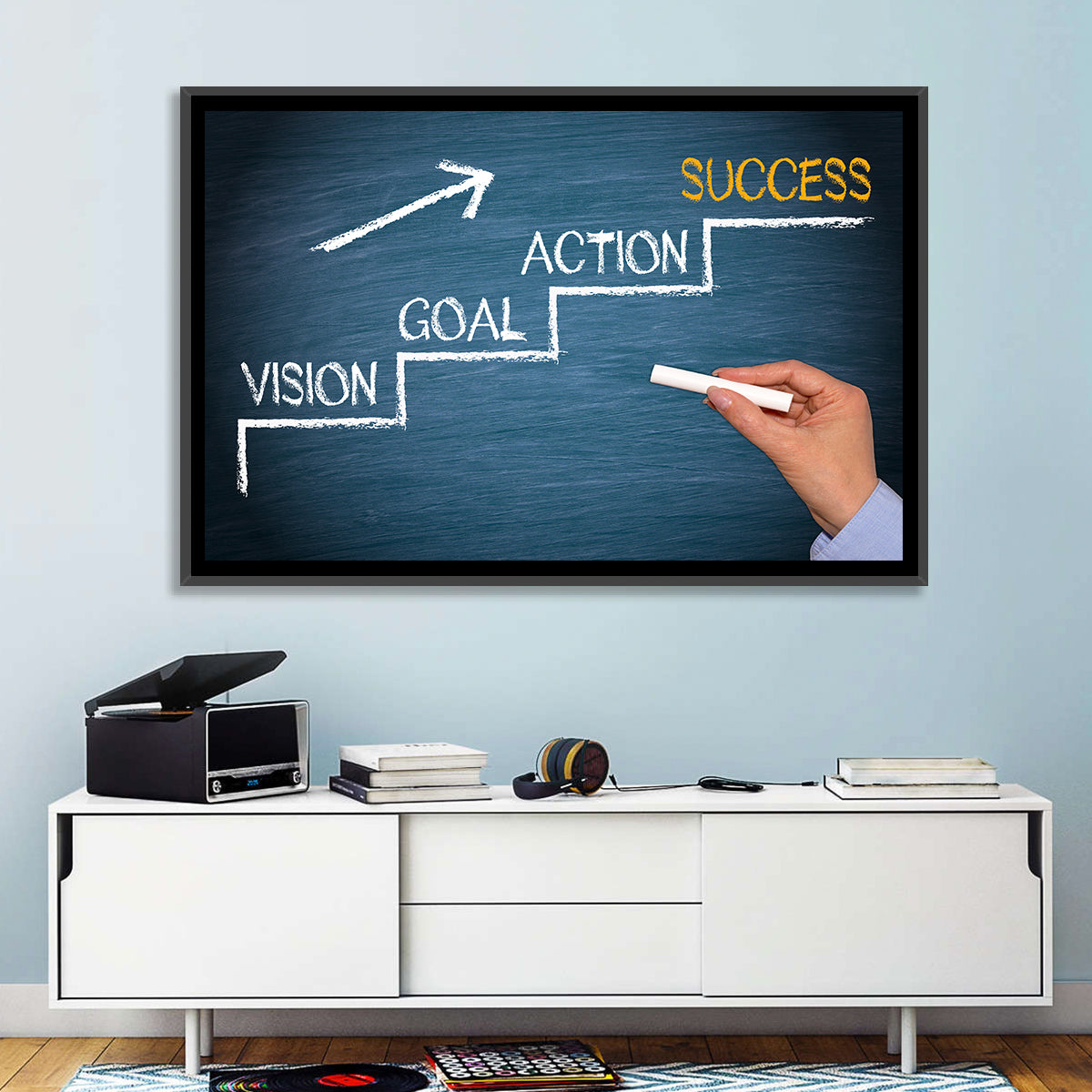 Vision Goal Action Success Chalk Diagram Wall Art