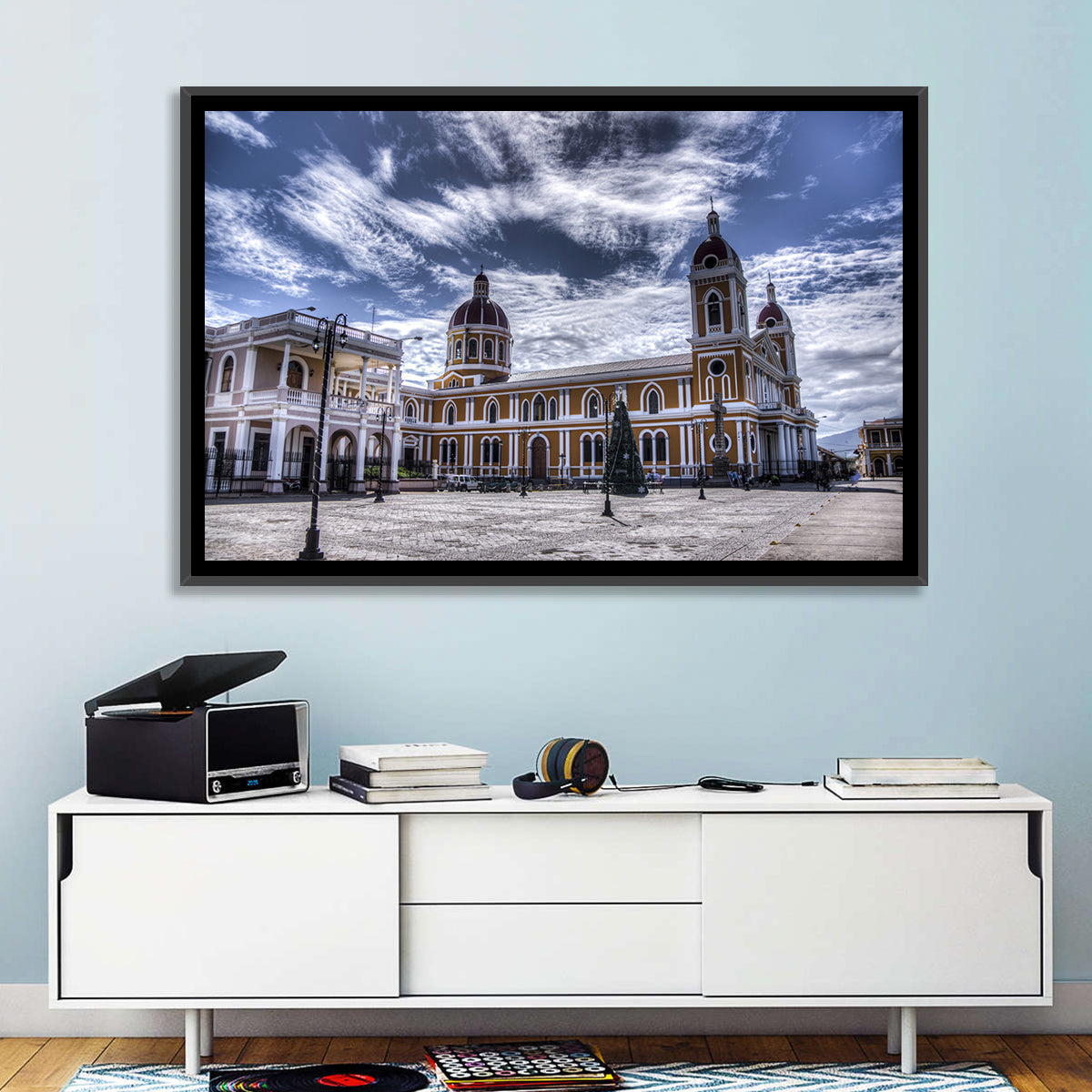 Cathedral of Granada Plaza Wall Art in a room, landscape