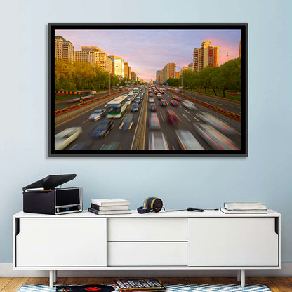 Beijing Sunset Traffic Streaks Wall Art