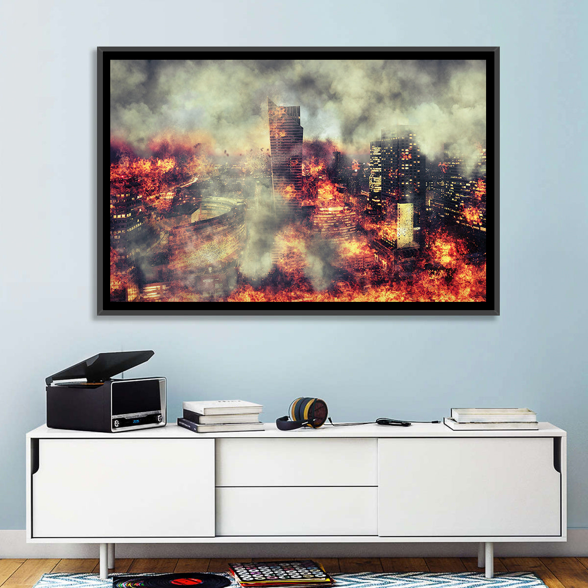 Warsaw Spire Burning City Abstract Wall Art