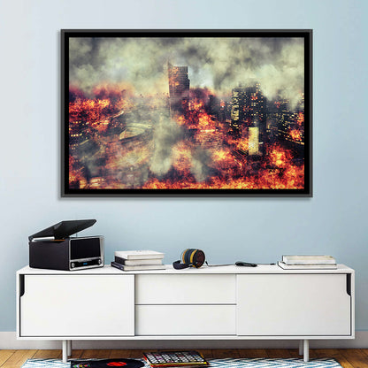 Warsaw Spire Burning City Abstract Wall Art