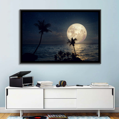 Supermoon Over Tropical Beach Wall Art