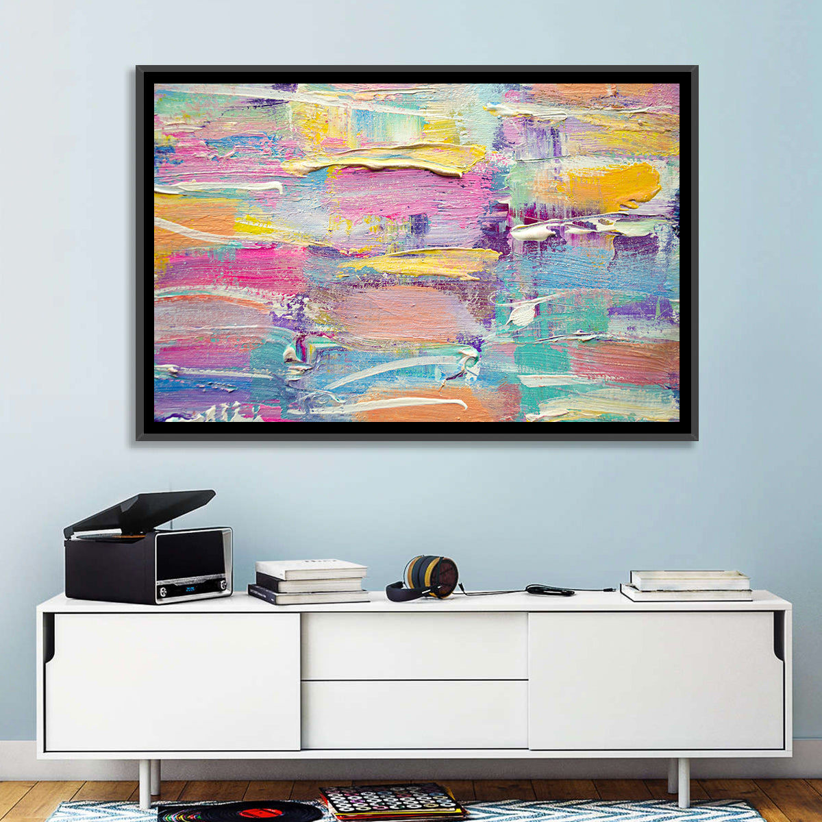 Rough Board Brushstrokes Wall Art in a room, landscape