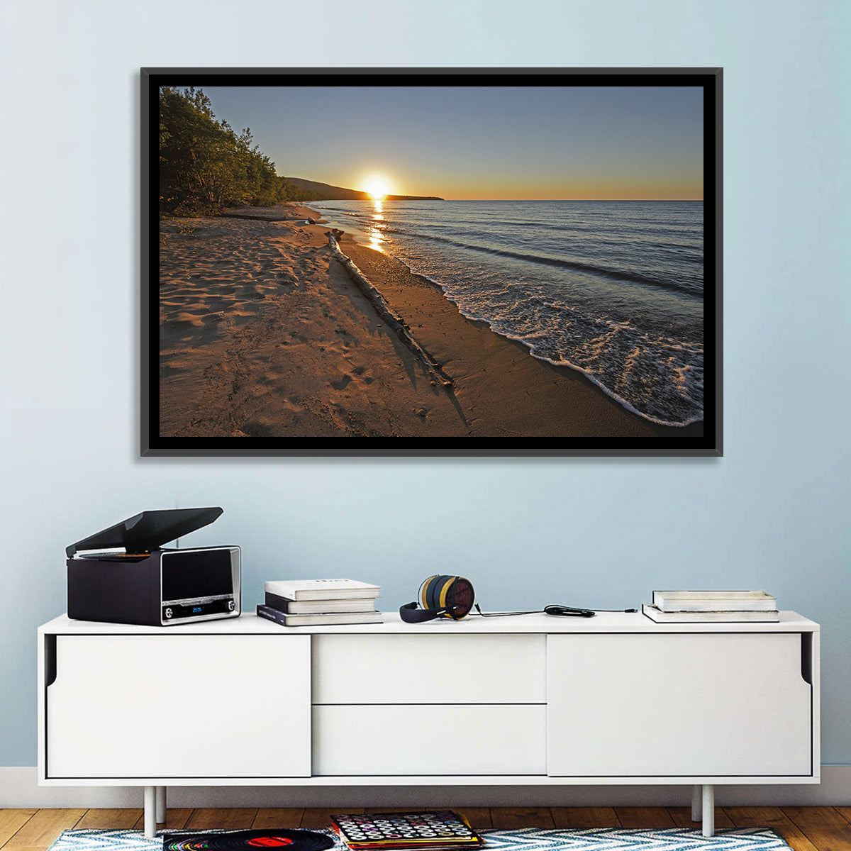 Lake Superior Driftwood Beach Sunset Wall Art