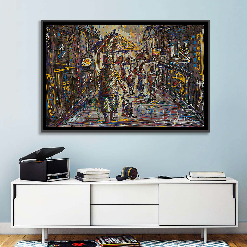 Rainy City Street Wall Art
