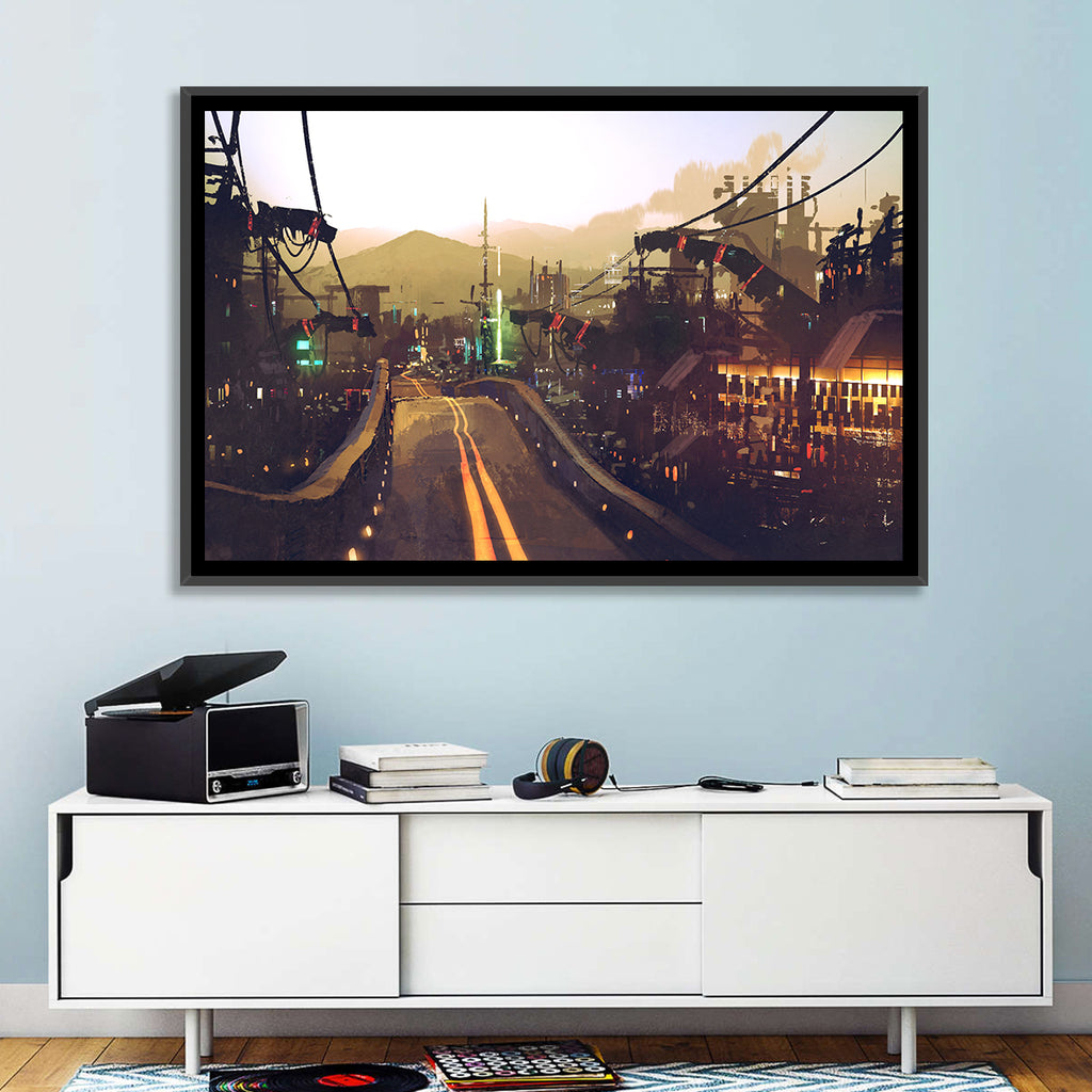 Futuristic Highway at Dusk Wall Art