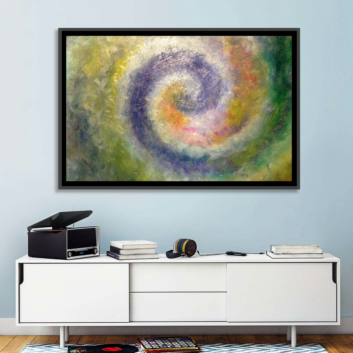 Spiral Golden Ratio Wall Art in a room, landscape