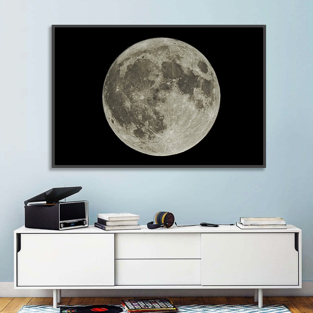 Full Moon with Tycho Rays Wall Art in a room, landscape
