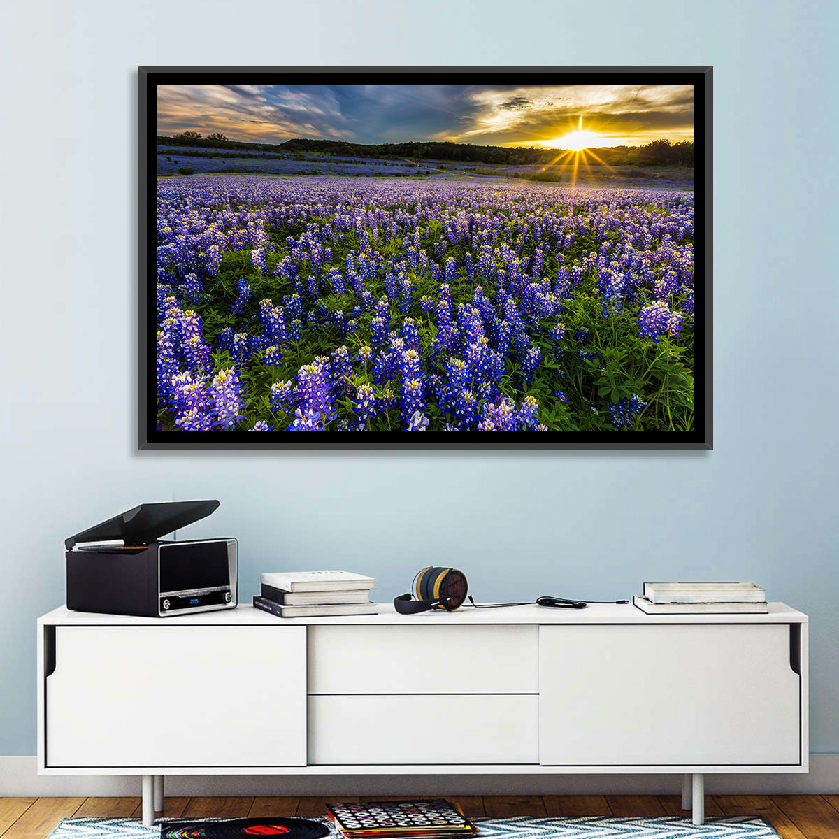 Texas Bluebonnet Field at Sunset Wall Art