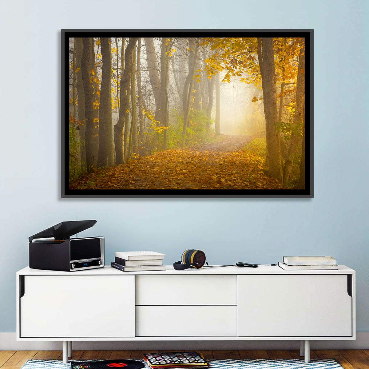 Cuyahoga Valley Autumn Path Wall Art in a room, landscape